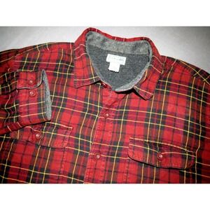 L.L. Bean Long Sleeved Fleece Lined Plaid Flannel‎ Button Up Shirt Men's XL